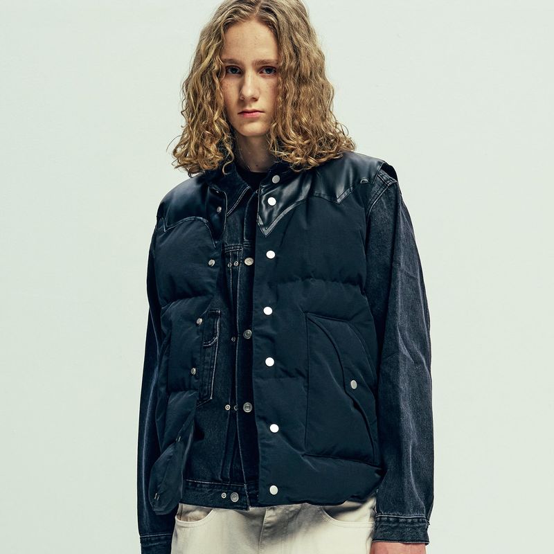 70s wyo padded ski vest black