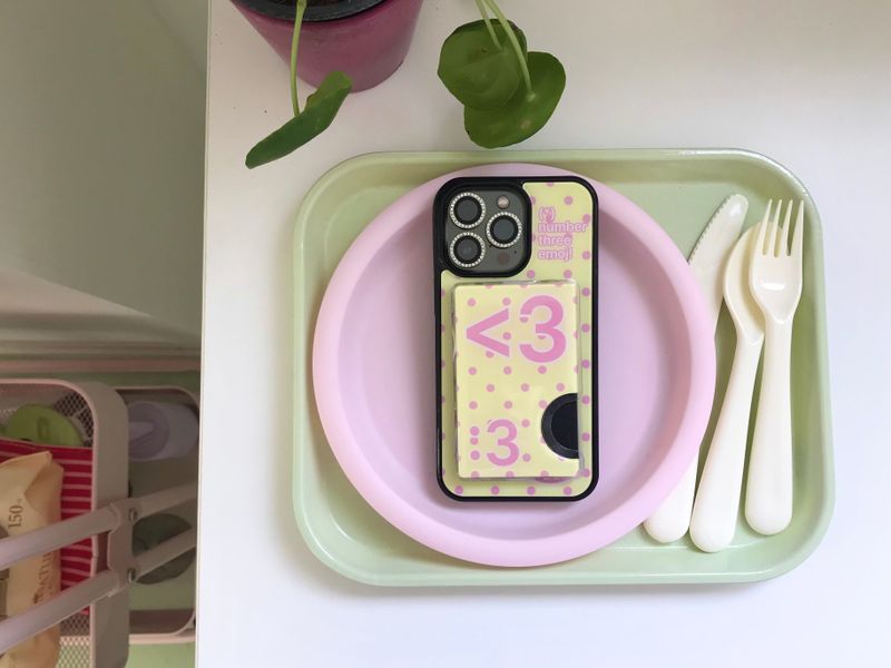 [MADE] Number 3 emoji case + card slot (Lemon candy)