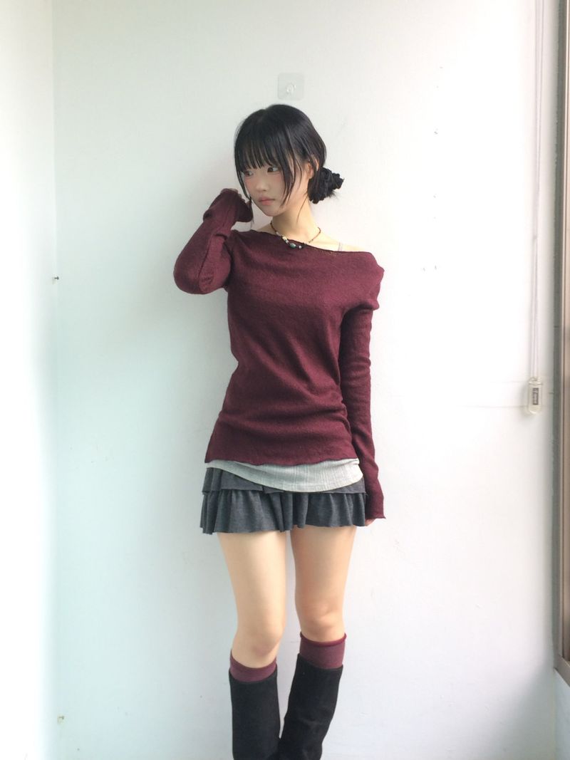 Milkfur high neck suede jumper