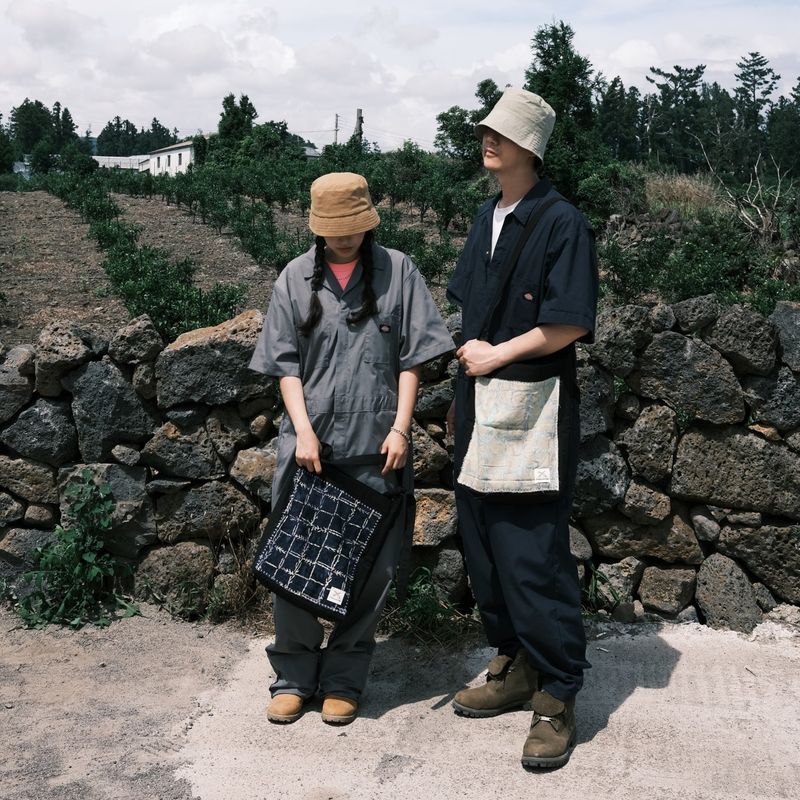 [Patchwork Canvas Bag] Reef Check - Navy