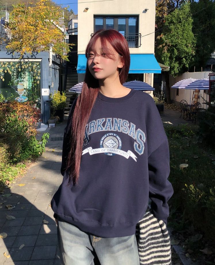 ULAN（ユレン）の「Arkansas Crack Lettering Brushed Sweatshirt（Tops）」