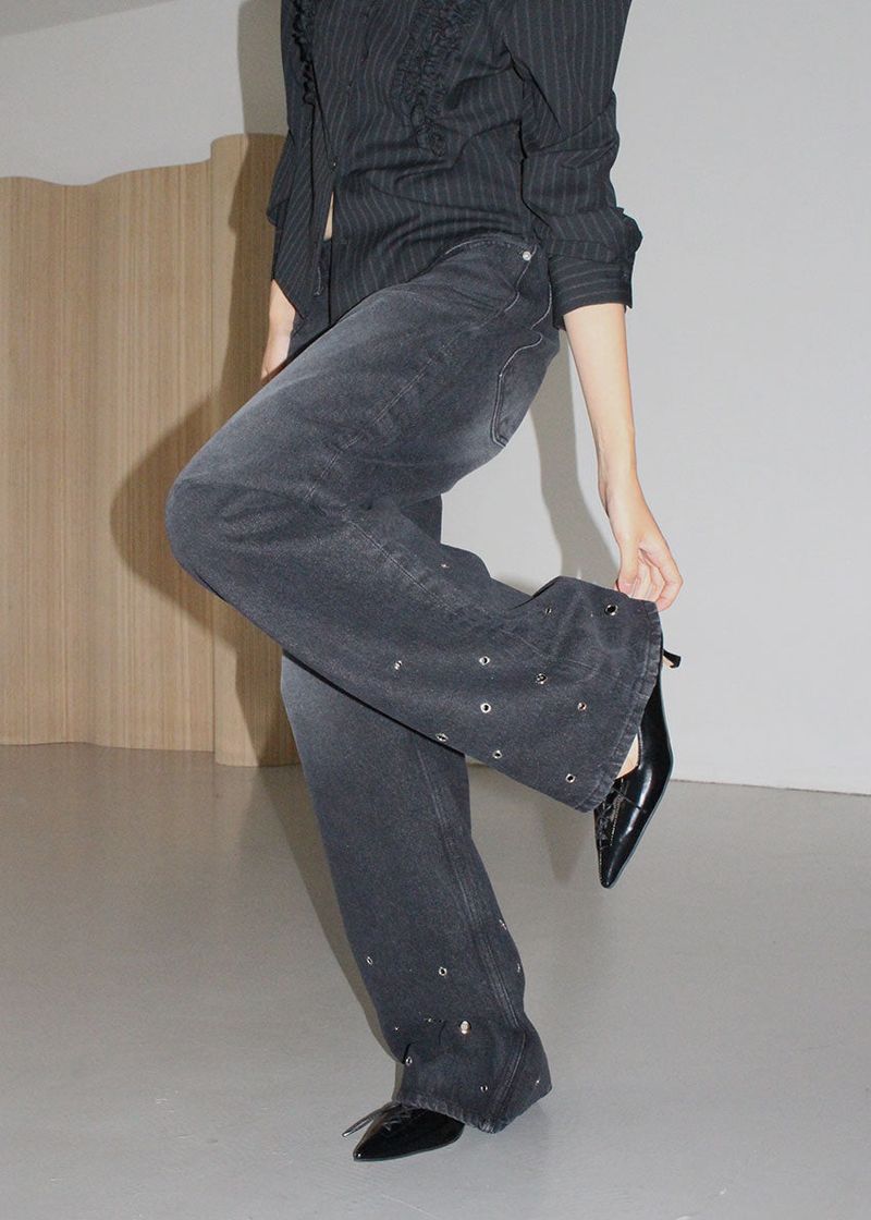 EYELET DENIM PANTS