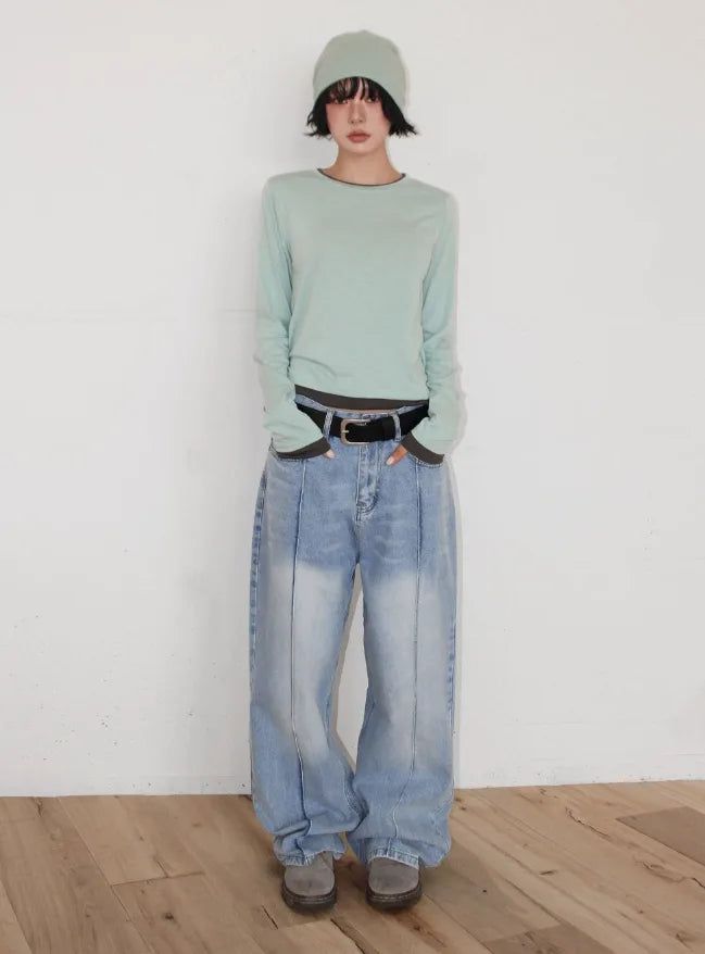 SEAM WASHED WIDE DENIM