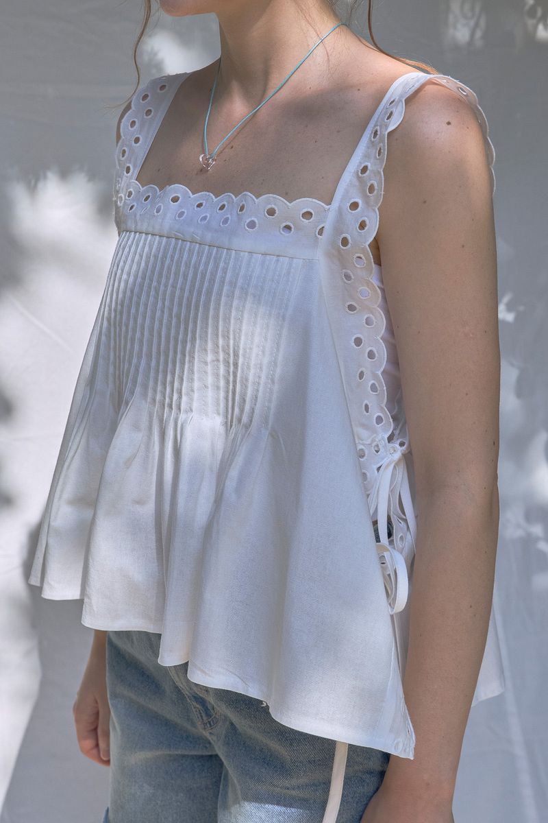Pintuck Ribbon Bustier [Ivory]