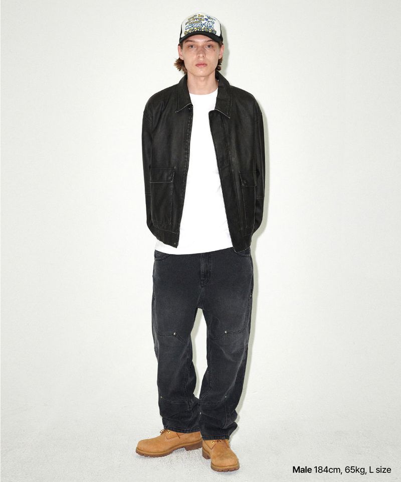 WASHED FAUX LEATHER BLOUSON