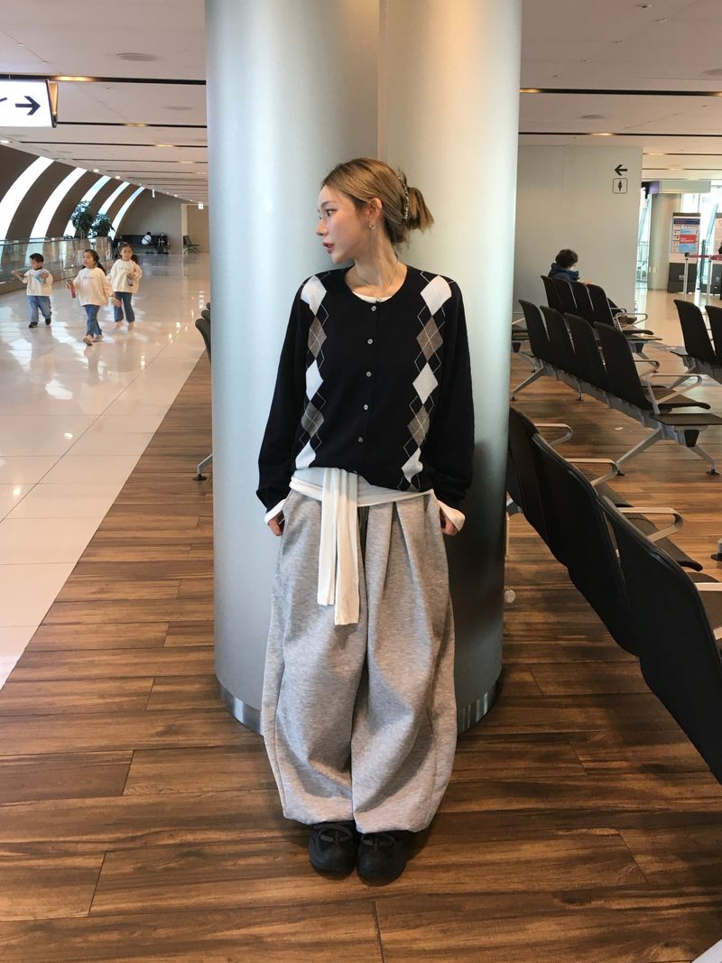 Able Argyle Knit Cardigan (2c)