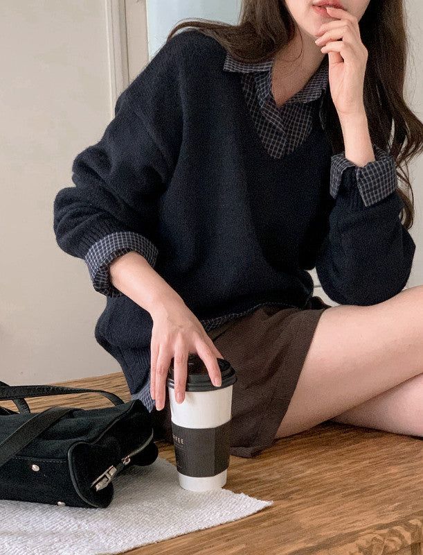 #Soft Wool V-neck Loose Fit Knit (6color)