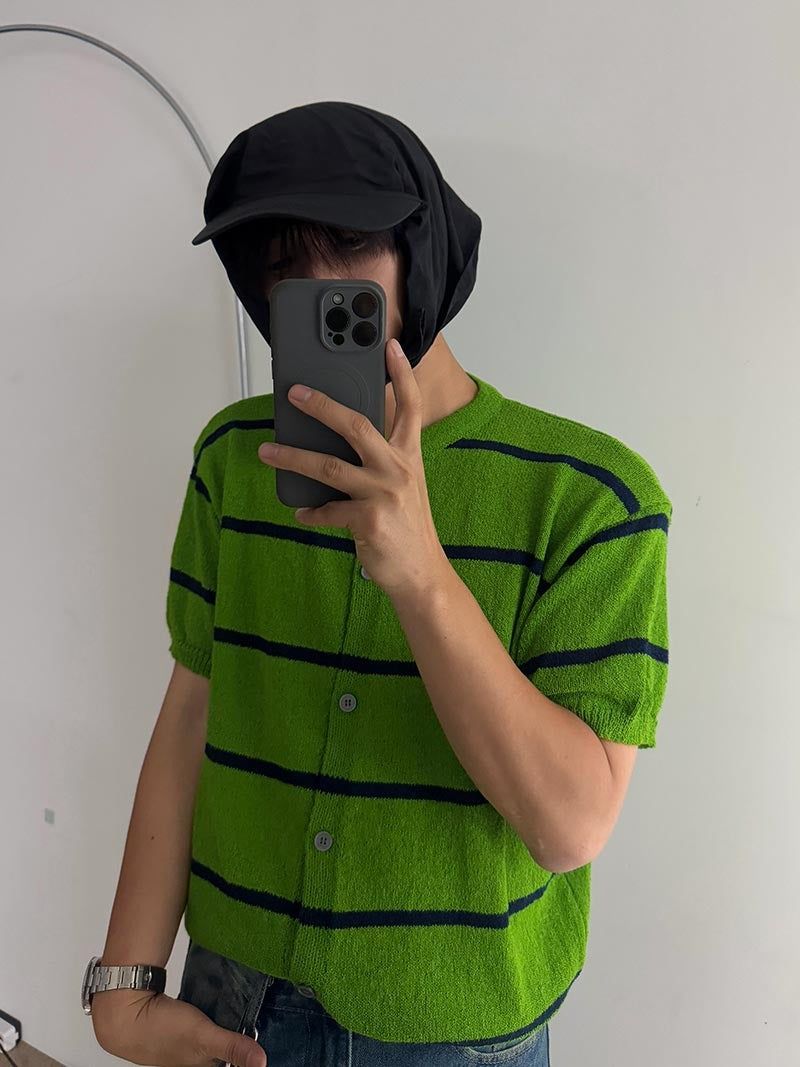 ASCLO(エジュクロ)の「ASCLO Border Summer Short Sleeve Cardigan (5color)(Tops)」