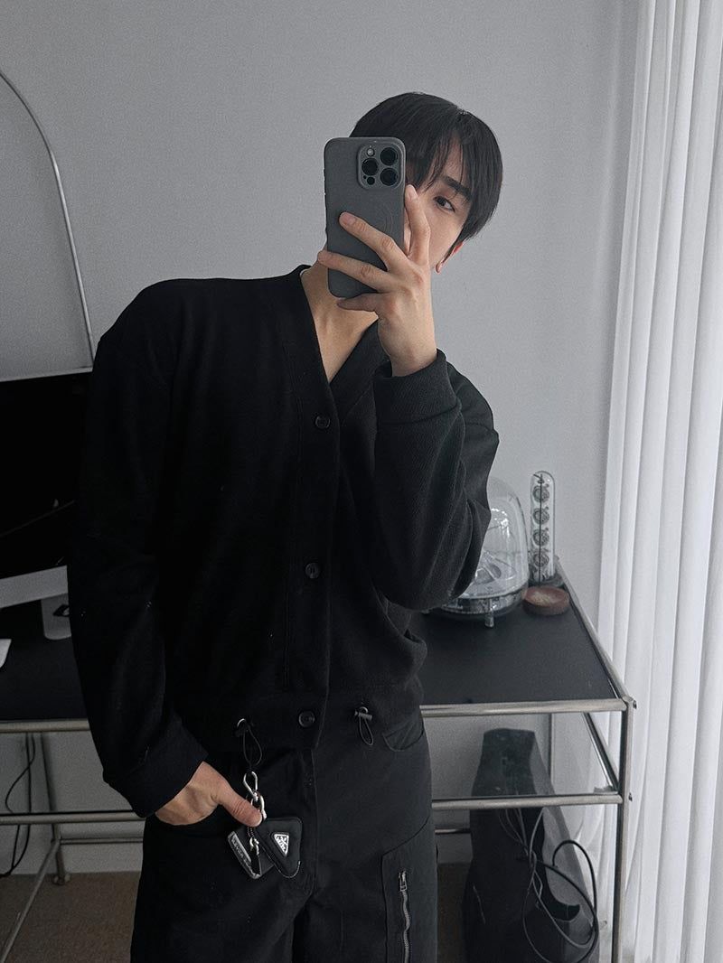 ASCLO String Crop V Cardigan (5color)