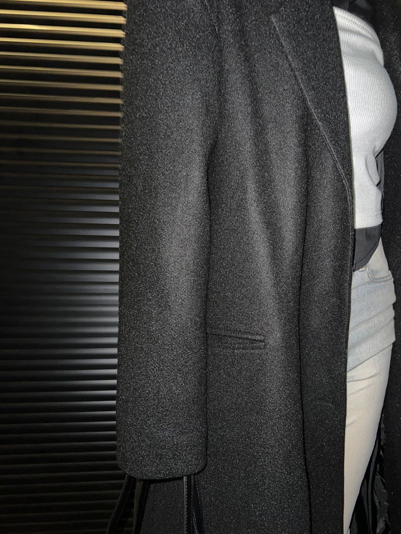 [UNISEX] Wool back button maxi long coat (Black)