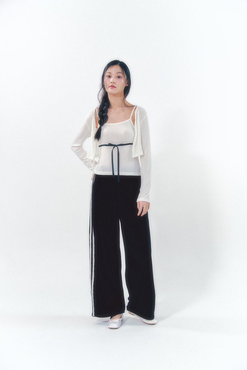Velvet Lace Track Pants Black