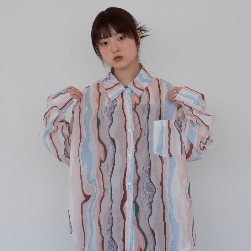 pastel marble sheer shirt