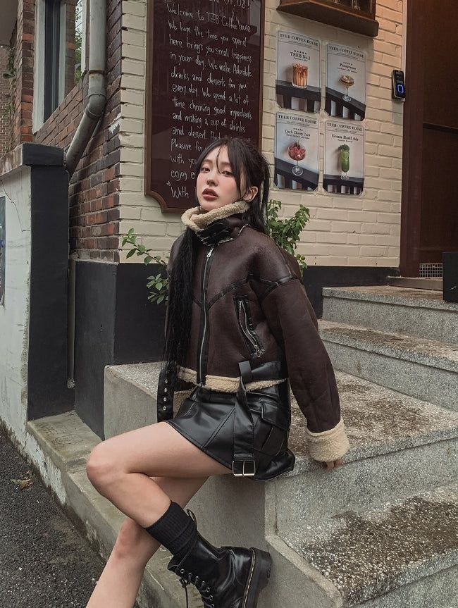 Hayes Leather Pocket Flare Skirt