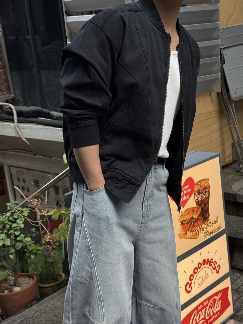 Dying washing cut varsity jacket