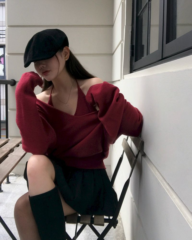 V-Neck Knit & Tank Top Set