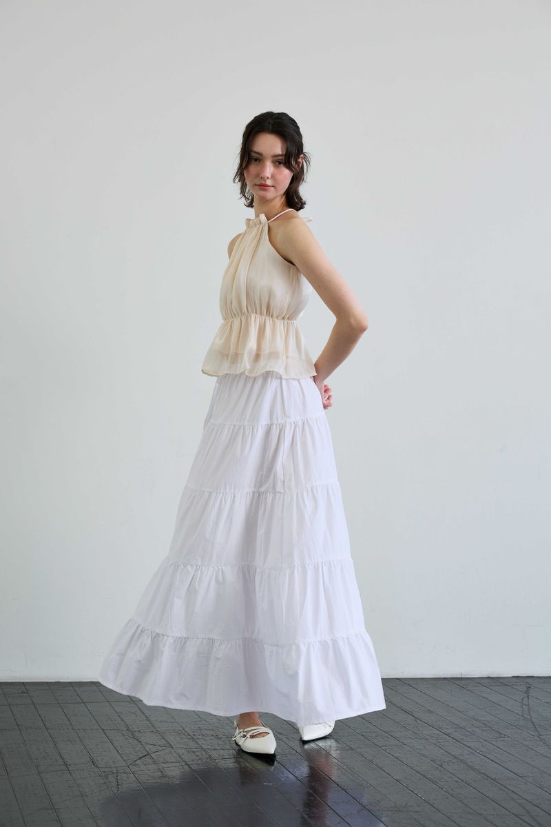 PEARL HALTERNECK TOP / IVORY