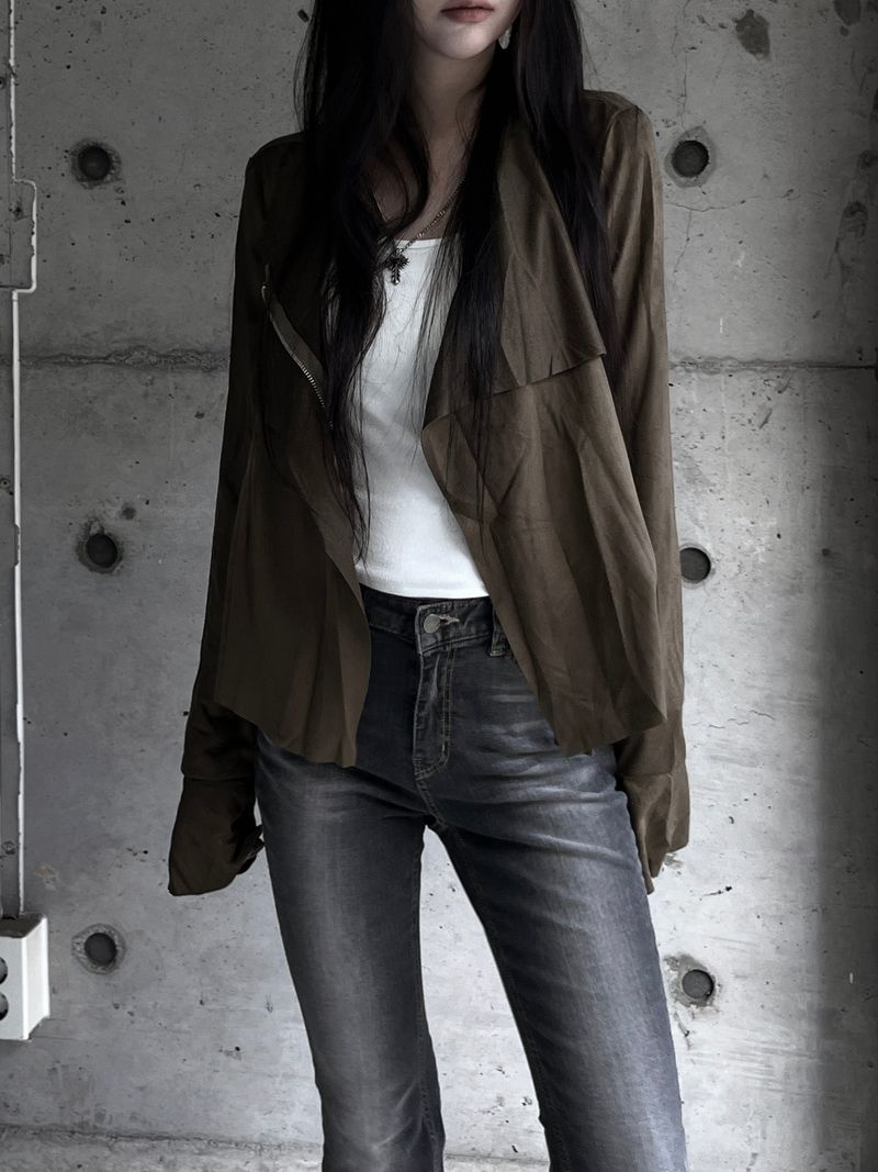 suede drape rider jacket (2color)