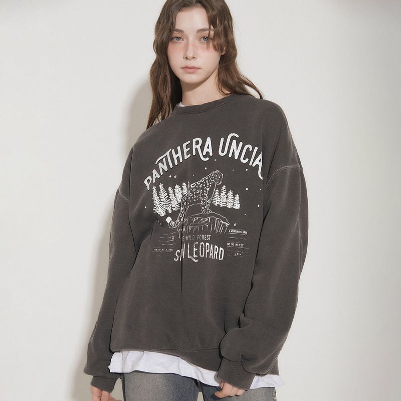 AWE BORN US（アボンアス）の「SNOW LEOPARD PRINT SWEATSHIRT [normal] [BLACK]（Tops）」