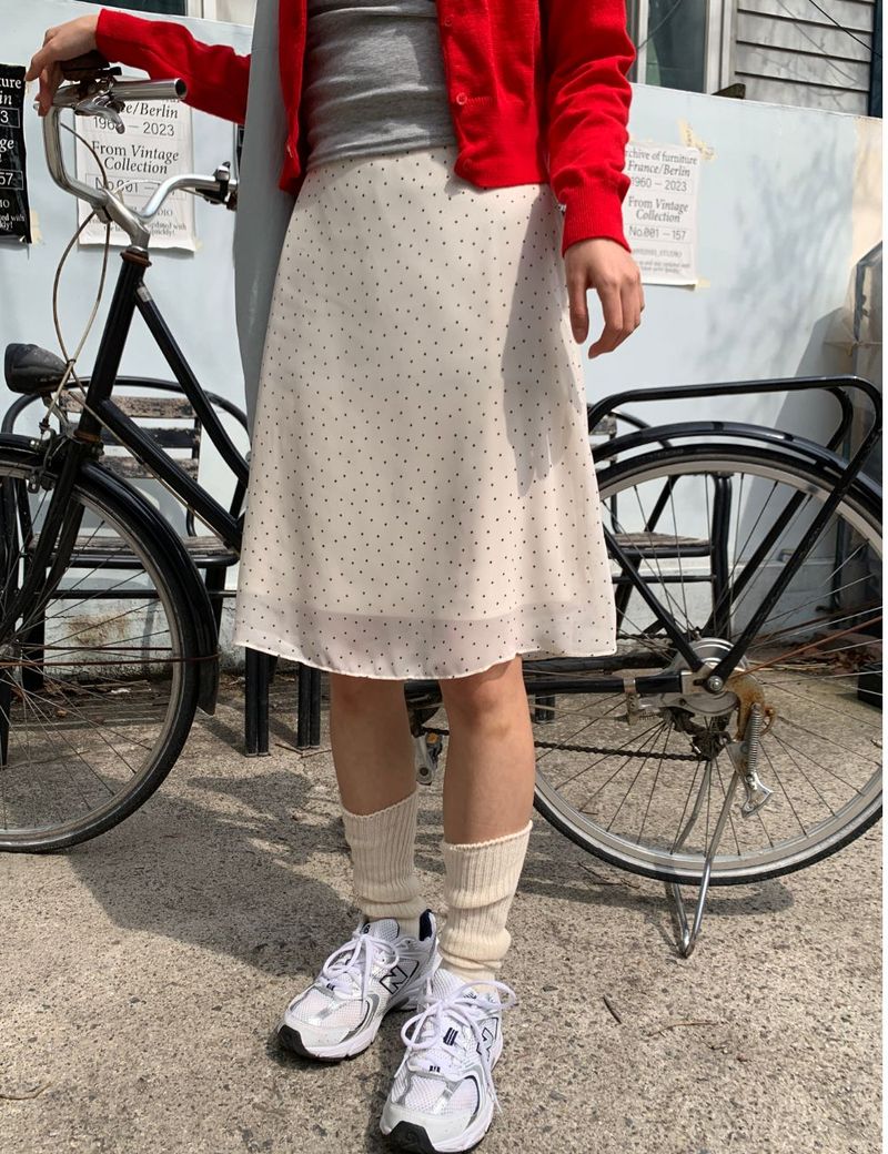 fine dot midi skirt