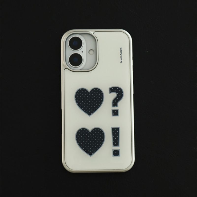 Dot Heart Black Silver Epoxy Bumper Case