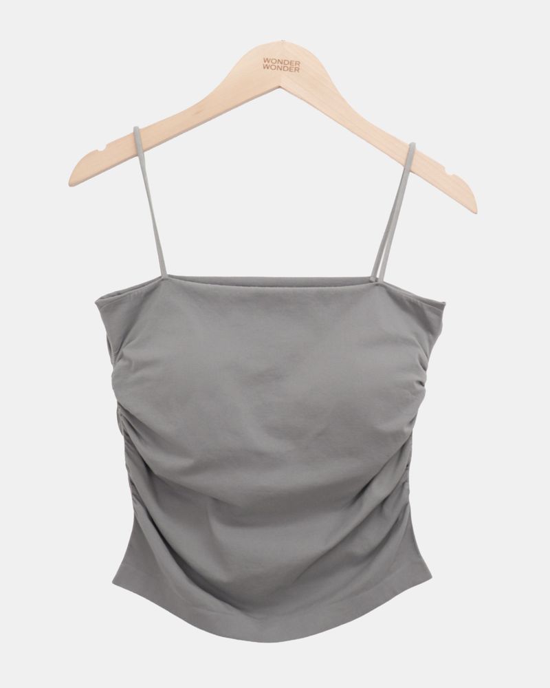 Coning Slim Side Shirring Built-in Cap Sleeveless Top