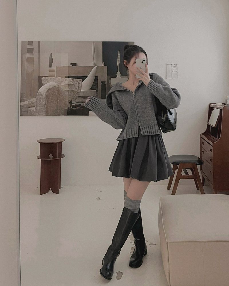 Wool Kara Knit Zip-up