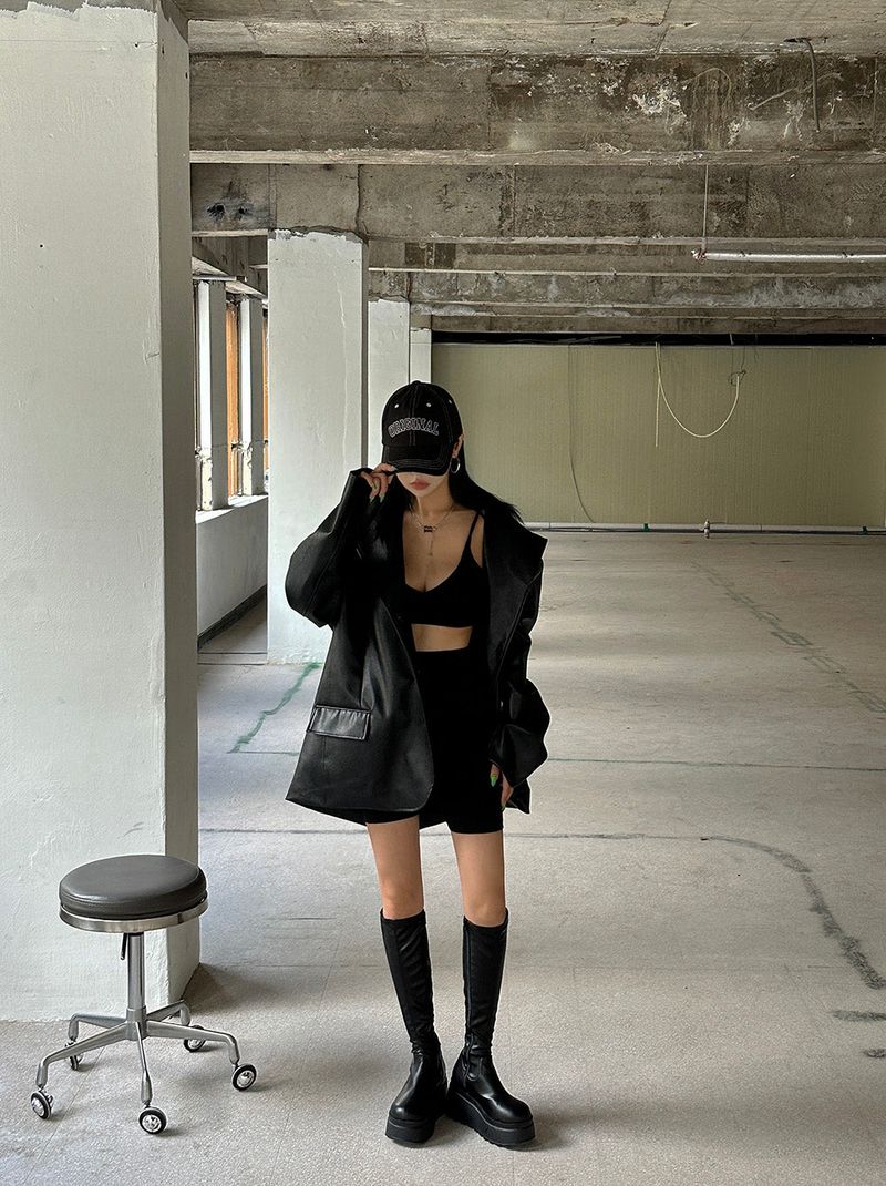leather oversized-fit blazer jacket