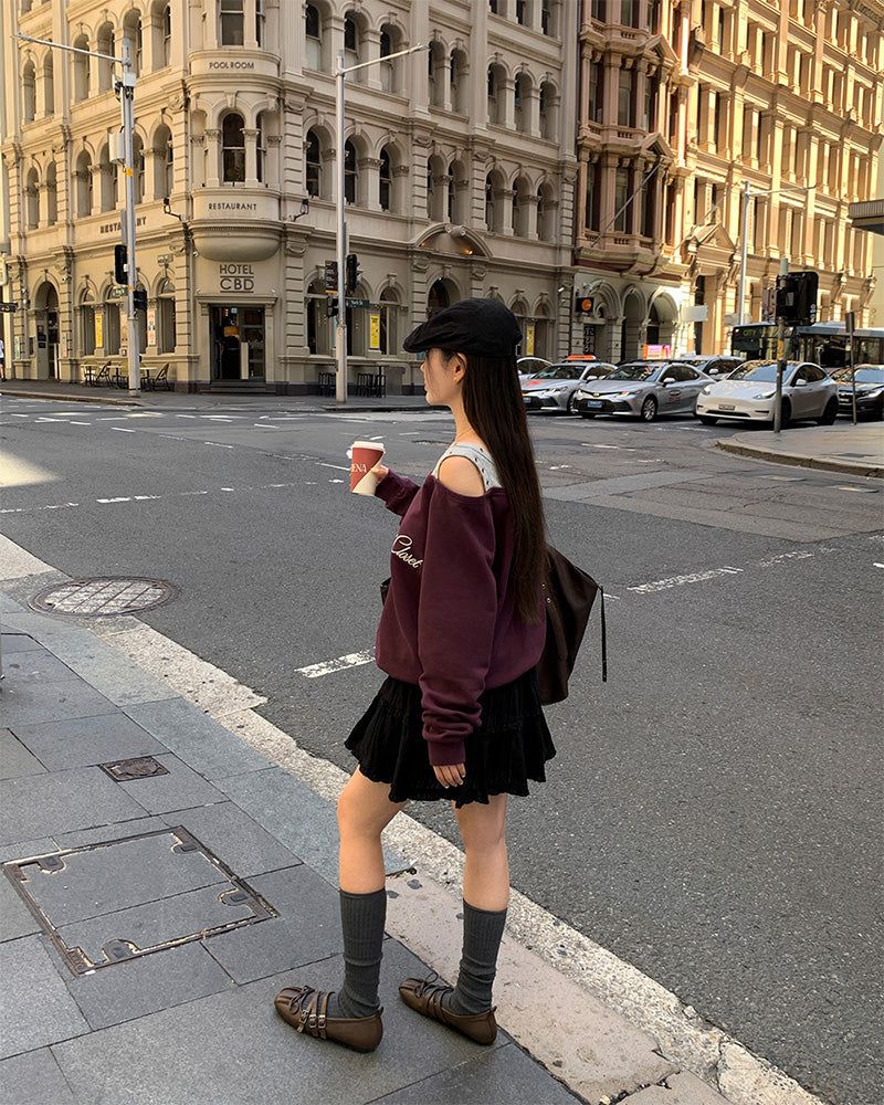 [ORIGINAL] Penny Layered String Off-Shoulder Sweatshirt