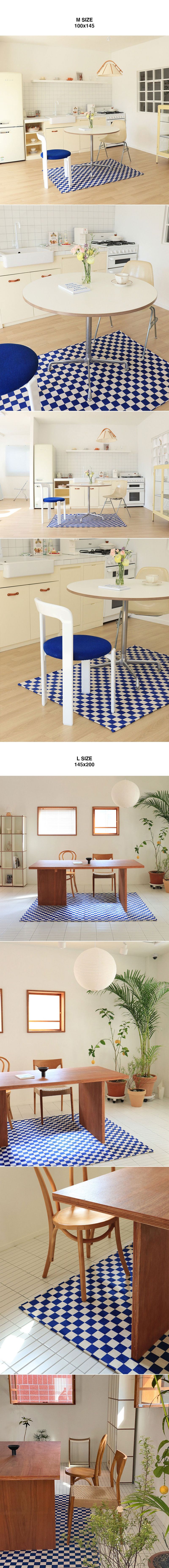 Check rug (Deep blue)(M size)