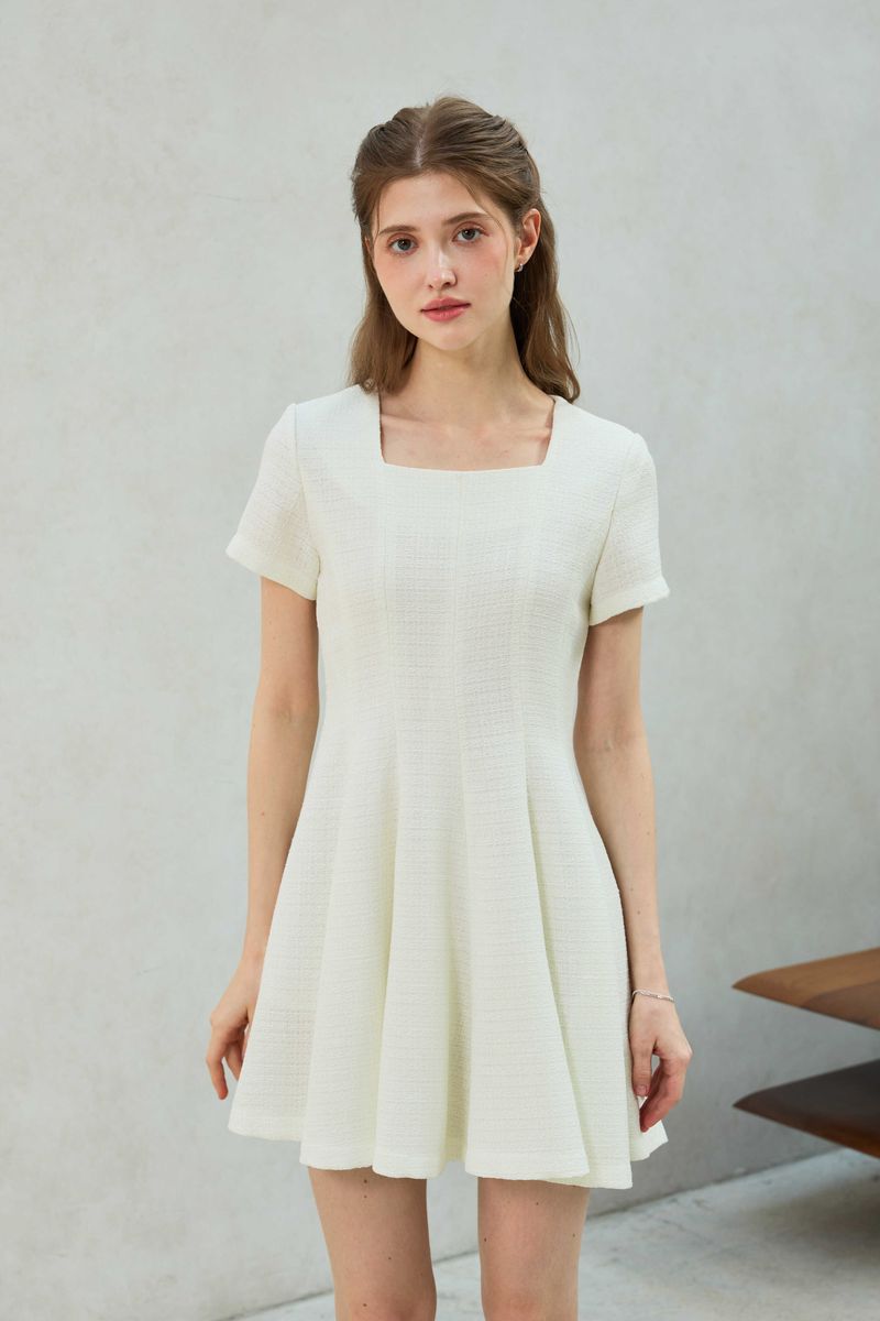 LANI TWEED DRESS / WHITE