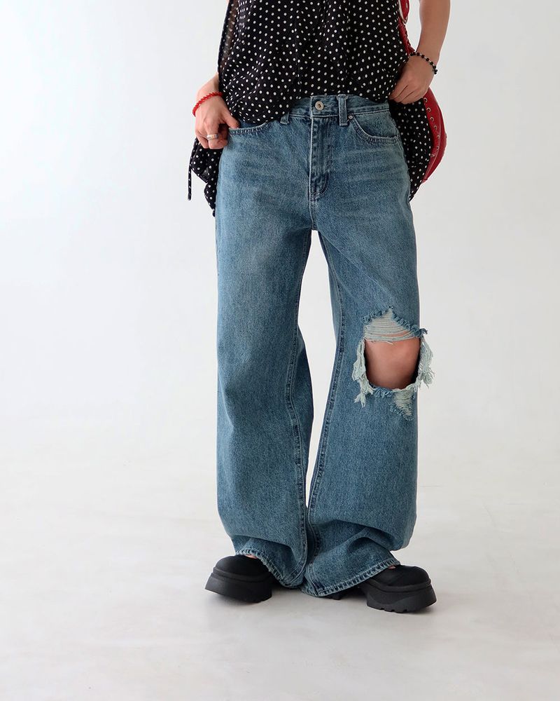 Delight-J（ディライトジェイ）の「Relief Cutting Straight Wide Denim（Pants）」