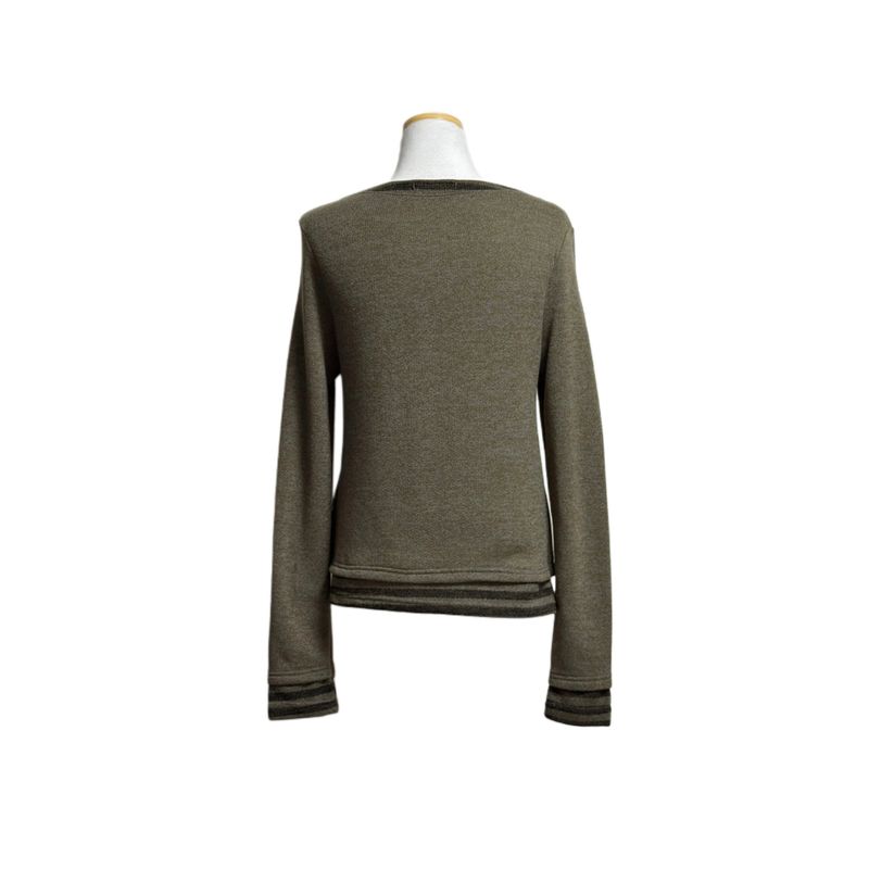 (3color) Ruffle Stripe Layered Cardigan
