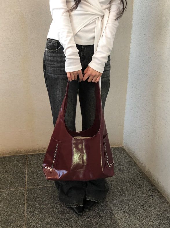 Lexi Studded Leather Bobu Shoulder Bag