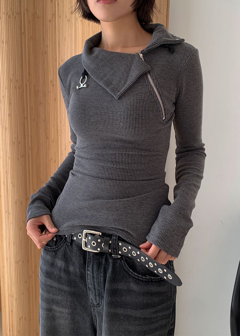 HIGH NECK ZIPPER TEE