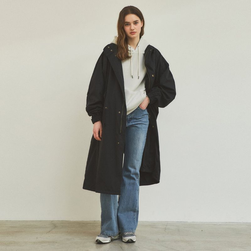 90s Classic Fishtail Long Bomber Jacket_Black