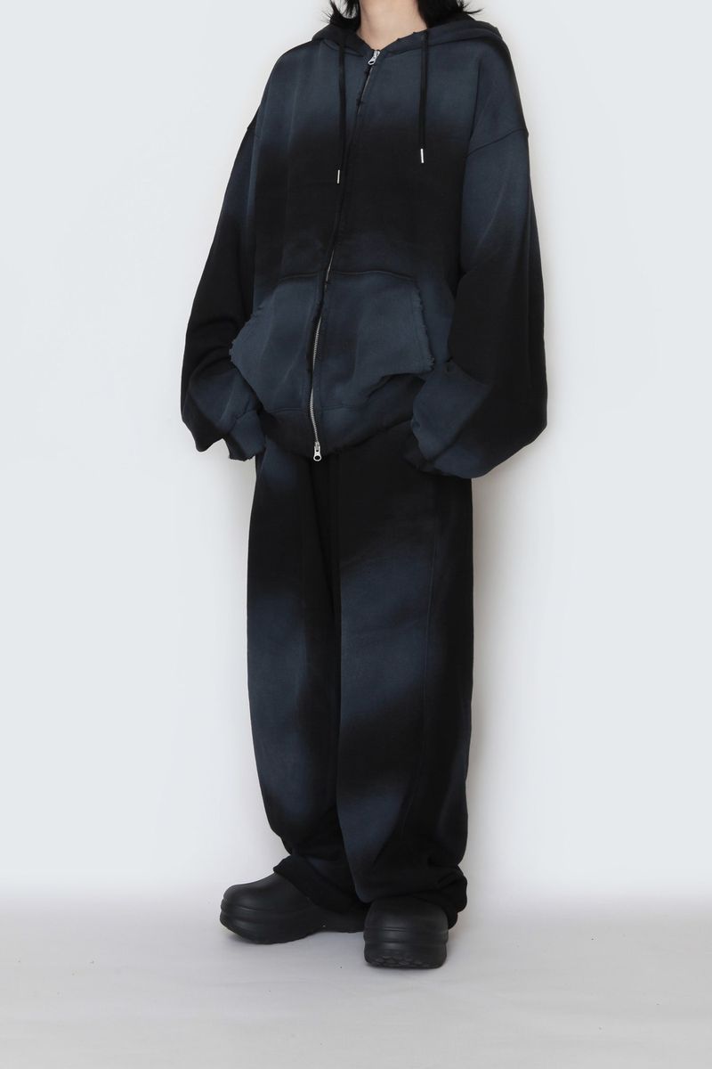 Spray washed hood zip-up