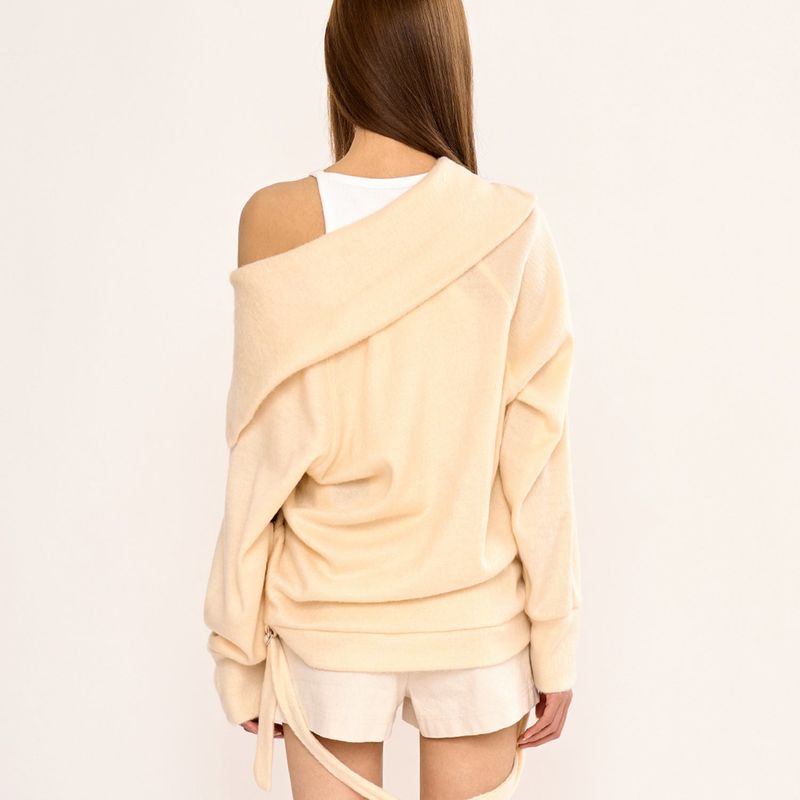 Hairy Zipslit Pullover - Ivory