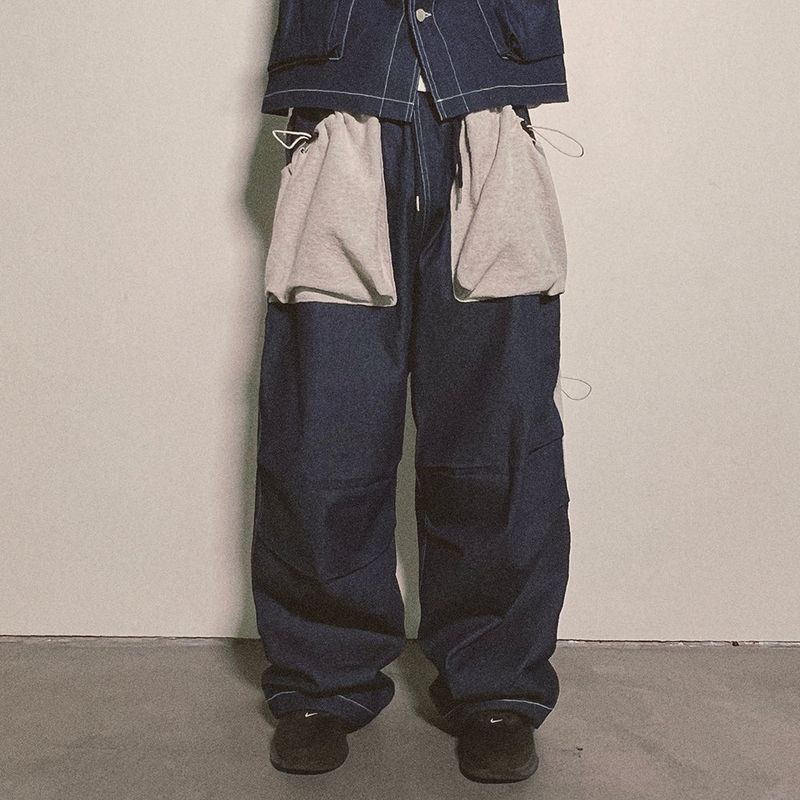 reverse terry pocket denim pants_blue