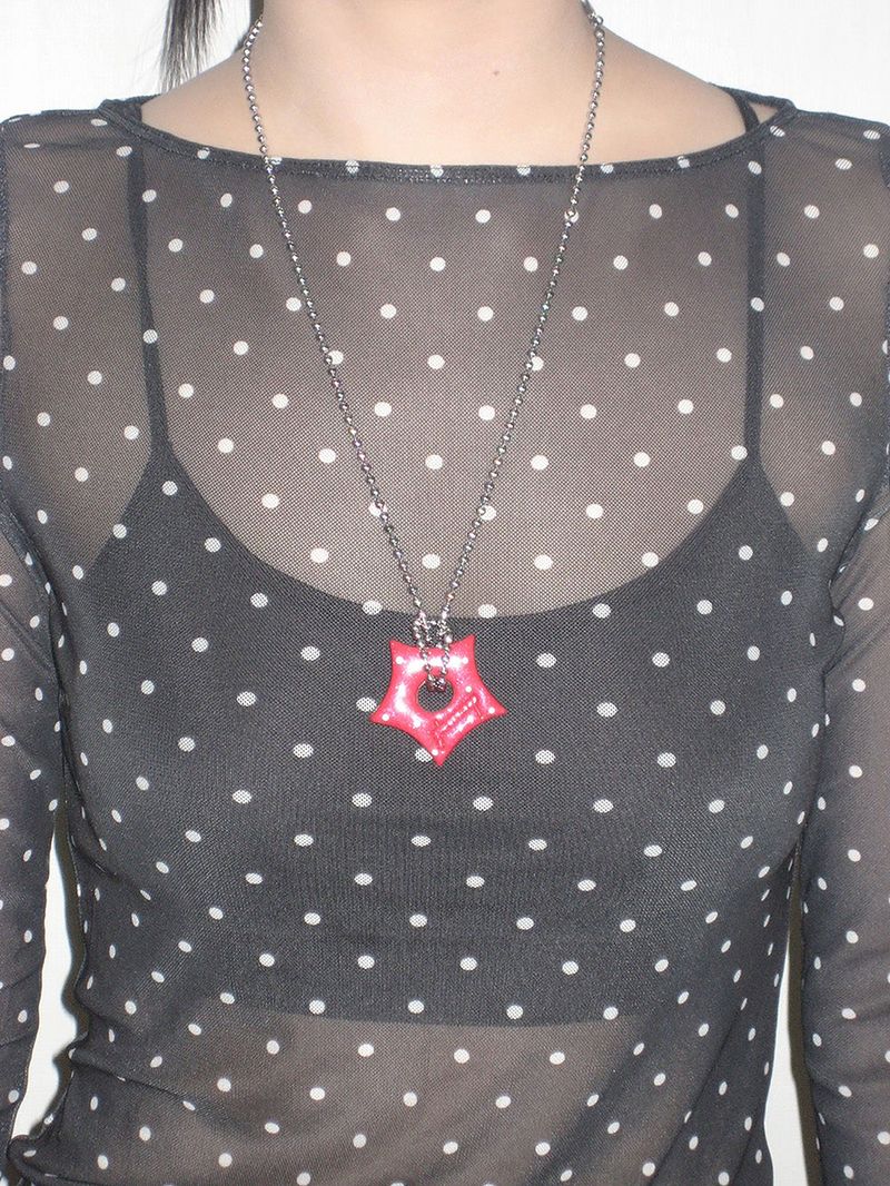 gleaming star dot necklace [red]