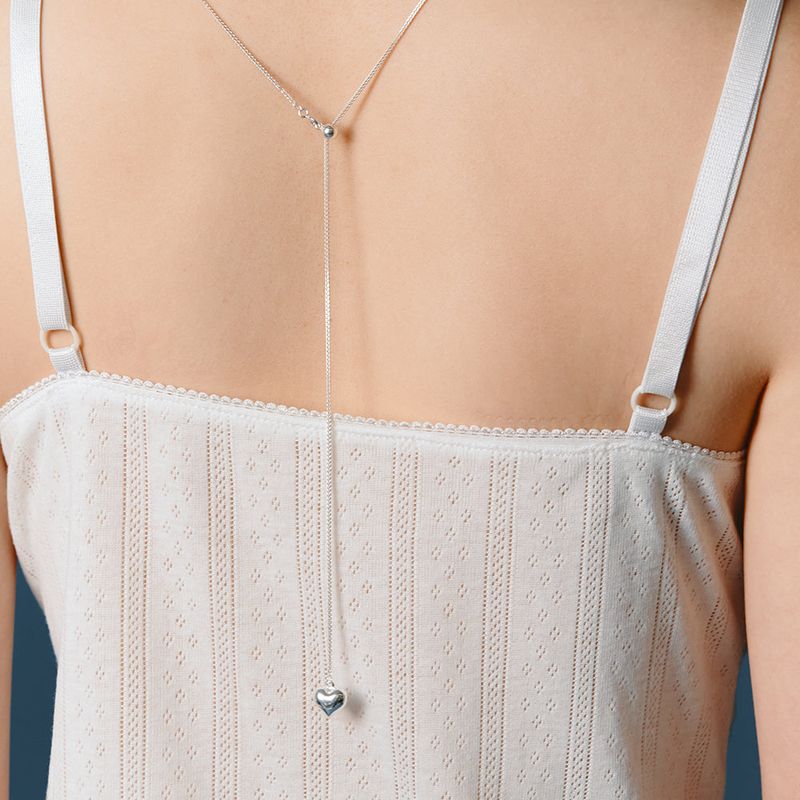 [925 SILVER] Mini Heart Drop Chain Necklace