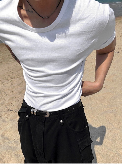 クロップマッスルフィットTシャツ
