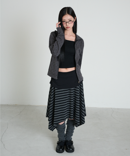 STRIPE SYMBOL UNBALANCED SKIRT