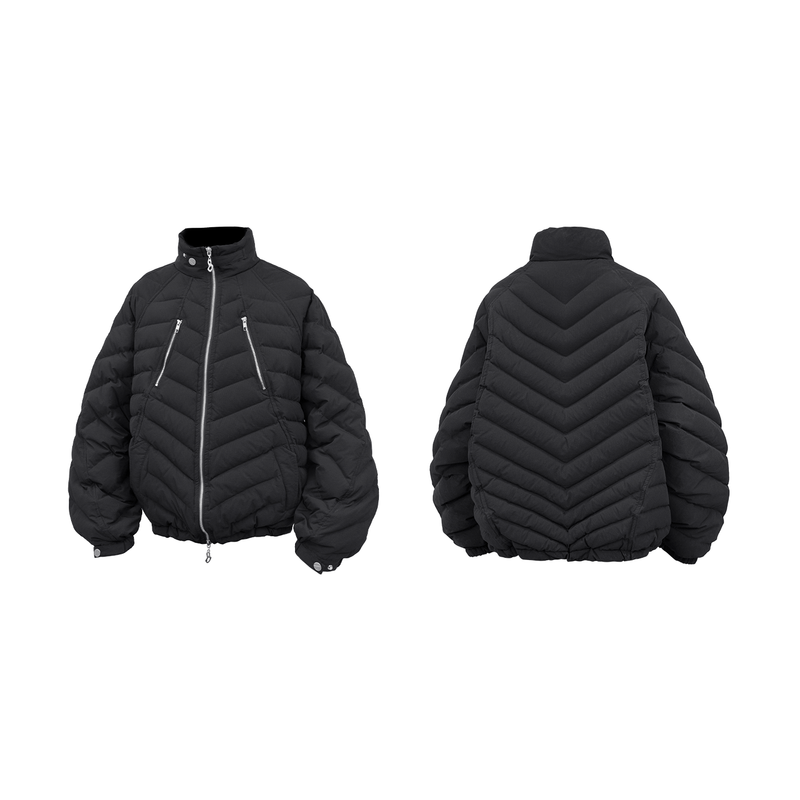 RELABEL Interactive (Black Bone) V-Cut Bone Structure Muscle 90 National Standard Inner/Outer Layered Rib-Knit Down Jacket