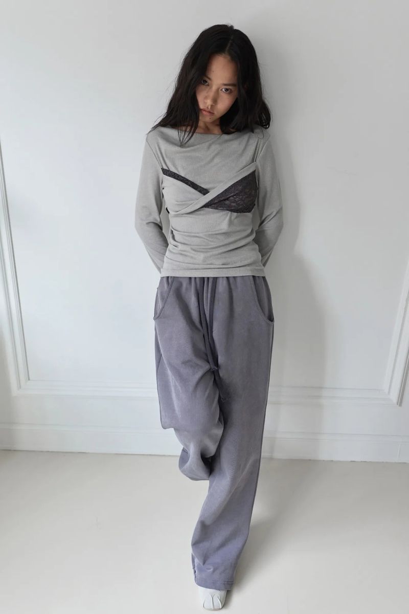 26SS★ SILVER GLITTER PIGMENT SWEAT PANTS