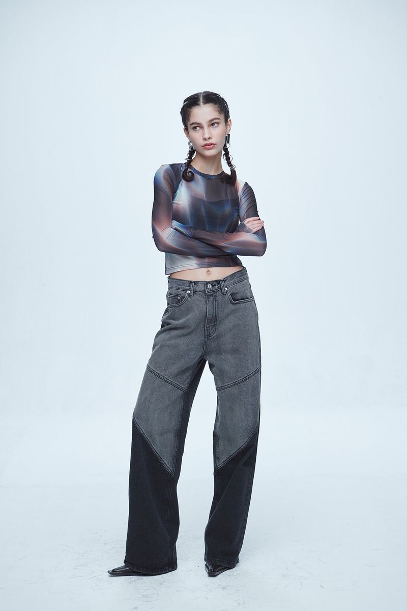 Hyper Brush Washing Wide Denim Pants Black