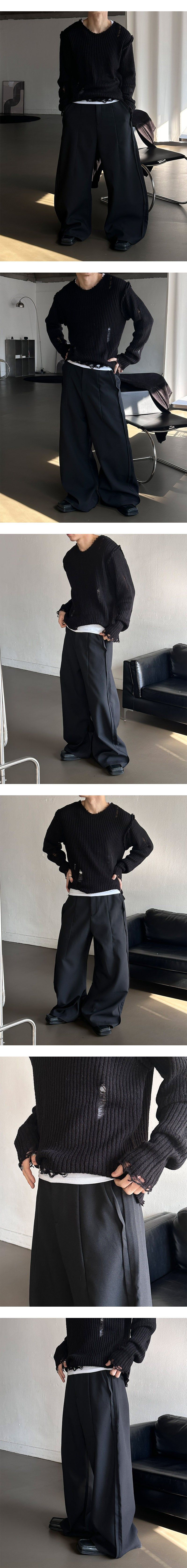  [Unisex] Wide over flare slacks(2color)