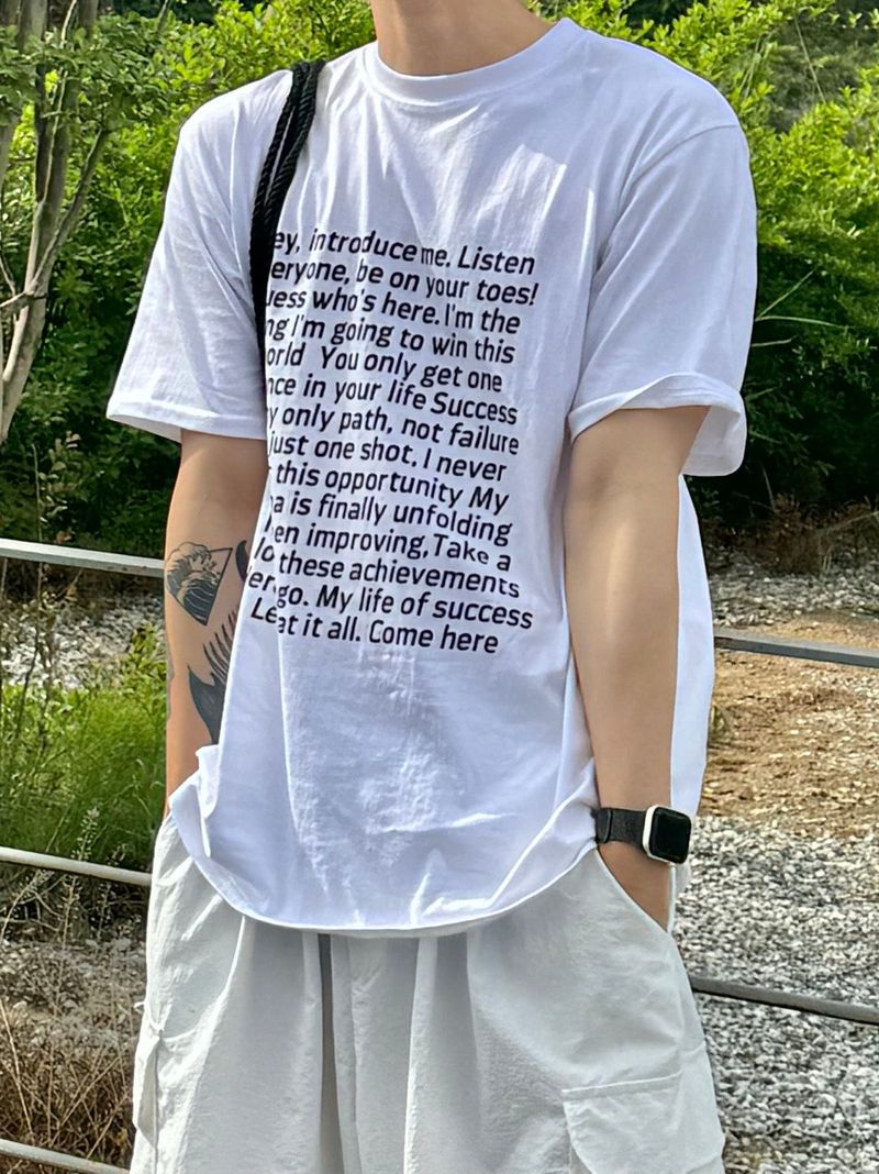 Square frame lettering short sleeve T 3C