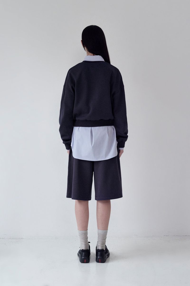 KIRSH PLAIN BUTTON POINT SWEATSHIRT [DARK NAVY]