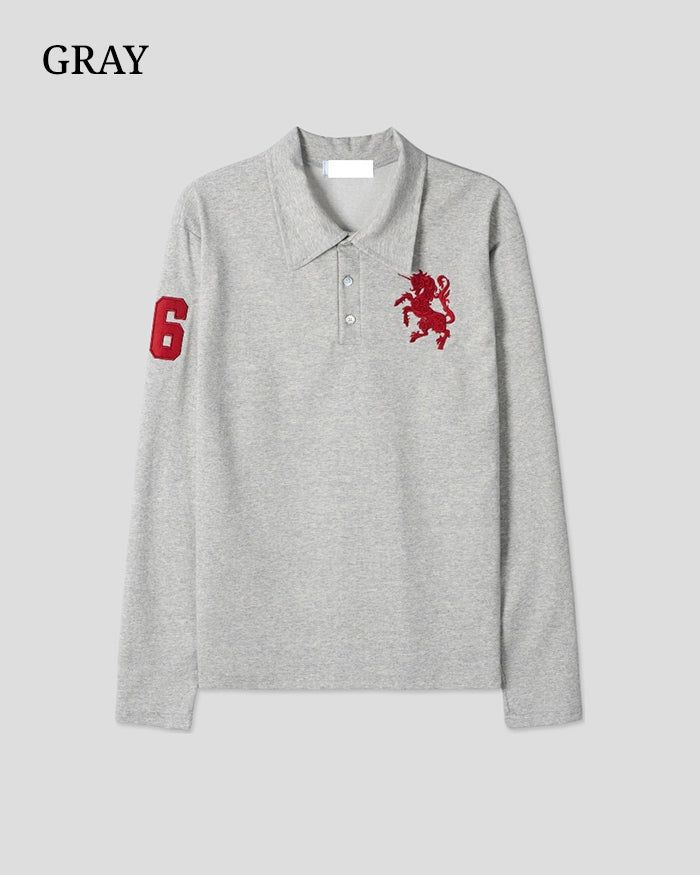 (UNISEX) Horse PK Collar Long Sleeve