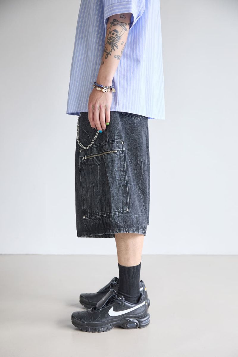 ZIPPER CARGO BERMUDA PANTS